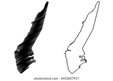 Inverness County (Canada, Nova Scotia Province, North America) map vector illustration, scribble sketch Comté d'Inverness or Siorramachd Inbhir Nis map