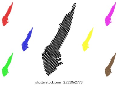 Inverness County (Canada, Nova Scotia Province, North America) map vector illustration, scribble sketch Comté d'Inverness or Siorramachd Inbhir Nis map