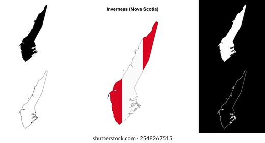 Inverness county (Nova Scotia) outline map set