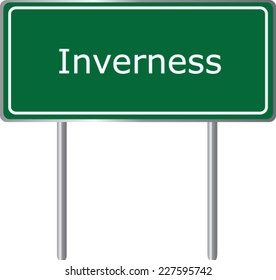 Inverness , United Kingdom , road sign green vector illustration, road table