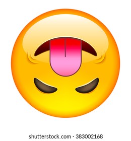Inverse Emoticon with Tongue. Smile icon. Isolated Vector Illustration on White Background