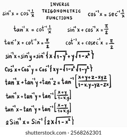 inverse trigonometric functions handwritten illustrations