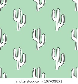 Inversion cactus seamless pattern, vector for modern t shirt print, embroidery patch and printing. Fashion graphic tee and printed tee. For boy girl fabric hand drawn background design