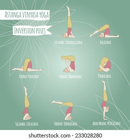 Inversion poses. Asana. Yoga poses.