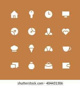 Invert home and family vector icon set. Different white symbols on the colored background.