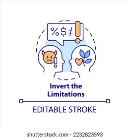 Invert limitations concept icon. Mental model. Overcoming personal growth barrier tip abstract idea thin line illustration. Isolated outline drawing. Editable stroke. Arial, Myriad Pro-Bold fonts used