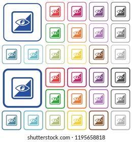 Invert object color flat icons in rounded square frames. Thin and thick versions included.