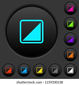 Invert object dark push buttons with vivid color icons on dark grey background