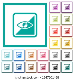 Invert object flat color icons with quadrant frames on white background