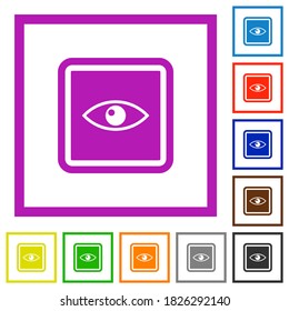 Invertir iconos de color plano de objeto en marcos cuadrados sobre fondo blanco
