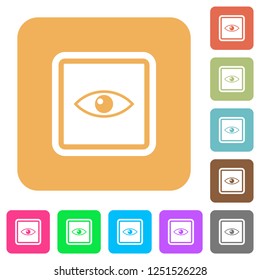 Invert object flat icons on rounded square vivid color backgrounds.
