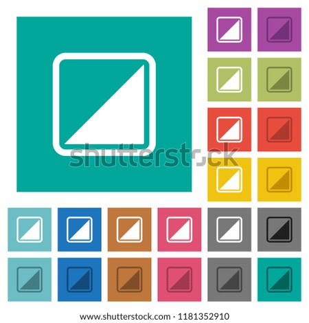 Invert object multi colored flat icons on plain square backgrounds. Included white and darker icon variations for hover or active effects.