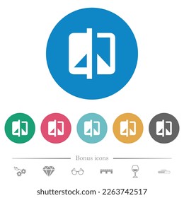 Invert theme flat white icons on round color backgrounds. 6 bonus icons included.