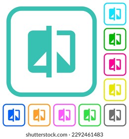 Invert theme vivid colored flat icons in curved borders on white background
