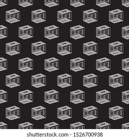 Invertd Repeating Irrational Cube Draw Style Impossible Geometric Figure Inspired by Escher Seamless Pattern Wallpaper - Isometric Elements on Black Background - Vector Line Graphic Design