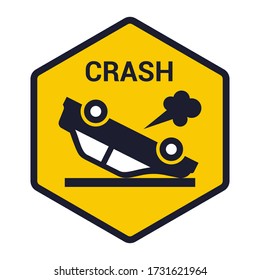 inverted car icon. the driver had an accident. flat vector illustration.