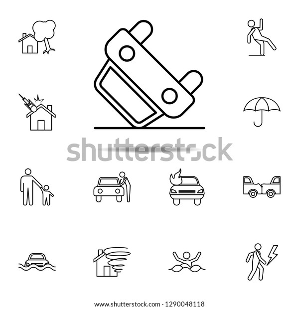 inverted car line icon. Insurance icons universal\
set for web and\
mobile