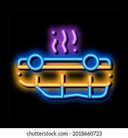 inverted car neon light sign vector. Glowing bright icon inverted car sign. transparent symbol illustration