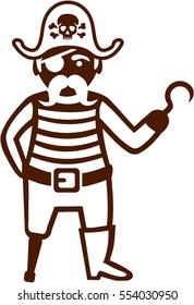 Inverted cartoon pirate - for dark backgrounds