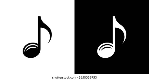 Nota musical de cor invertida isolada. O design vetorial apresenta um estilo de glifo plano, perfeito para partituras e composições musicais. Símbolo de vetor de tom.