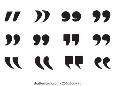 Inverted commas symbol. Quotation marks. Black quotes icon collection. Vector illustration EPS