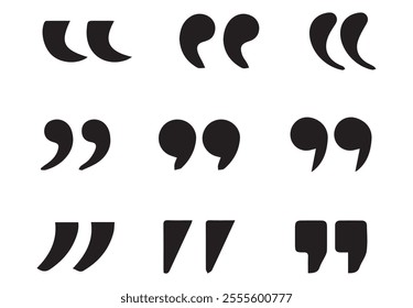 Inverted commas symbol. Quotation marks. Black quotes icon collection. Vector illustration EPS