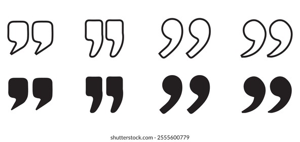 Inverted commas symbol. Quotation marks. Black quotes icon collection. Vector illustration EPS