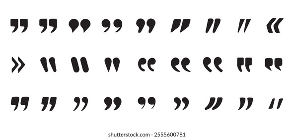 Inverted commas symbol. Quotation marks. Black quotes icon collection. Vector illustration EPS