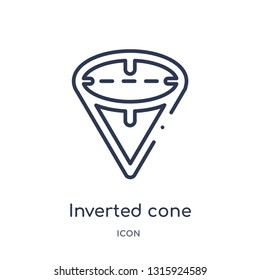 inverted cone icon from shapes outline collection. Thin line inverted cone icon isolated on white background.