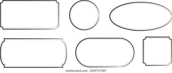 Inverted Corner, Circle, Ellipse, Oval Retro Outline Design Elements Frame