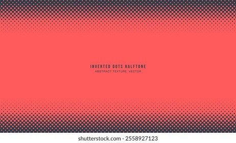 Inverted Dots Halftone Pattern Horizontal Border Vector Red Black Abstract Background. Half Tone Graphics Gradient Abstraction Faded Subtle Texture. Retro Styled Wallpaper Dotted Art Illustration