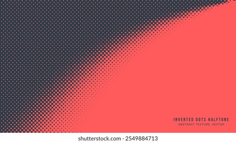 Inverted Dots Halftone Pattern Rounded Border Vector Red Black Abstract Background. Offset Print Design Style Wallpaper Dotted Art Illustration. Half Tone Graphic Abstraction Faded Subtle Texture