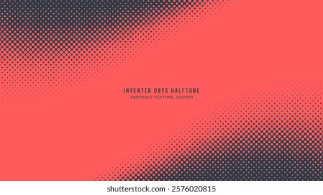 Inverted Dots Halftone Pattern Smooth Twisted Frame Vector Red Black Abstract Background. Half Tone Graphic Dynamic Abstraction Faded Subtle Texture. Retro Style Wallpaper Dotted Art Illustration