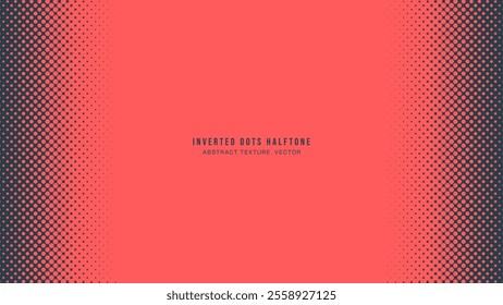 Inverted Dots Halftone Pattern Vertical Border Vector Red Black Abstract Background. Half Tone Graphic Linear Gradient Abstraction Faded Subtle Texture. Retro Styled Wallpaper Dotted Art Illustration