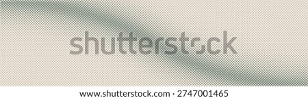 Inverted dots halftone retro styled graphic pattern s shaped structure ultra wide 32:9 aspect ratio vintage green vector abstract background. Half tone panoramic format overlay texture design element