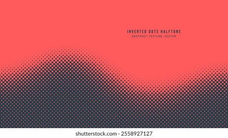 Inverted Dots Offset Halftone Pattern Waveform Border Vector Red Black Abstract Background. Half Tone Graphic Bend Edge Abstraction Faded Subtle Texture. Retro Styled Wallpaper Dotted Art Illustration