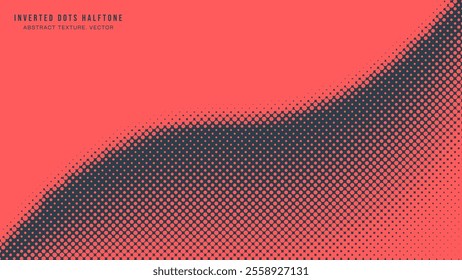 Inverted Dots Offset Halftone Pattern Smooth Curved Border Vector Red Black Abstract Background. Half Tone Bend Edge Graphical Abstraction Faded Subtle Texture. Retro Wallpaper Dotted Art Illustration