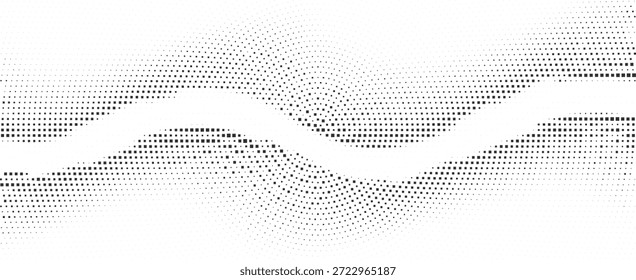 Diseño de onda de semitono doble invertido con píxeles cuadrados flotantes y Ilustración vectorial de Gráficos para video geométricos Abstractas