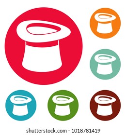 Inverted hat icons circle set vector isolated on white background