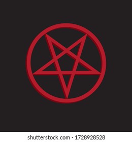 The inverted pentagram circumscribed by a circle (also known as a pentacle) is often used to represent Satanism. The upside-down star in the circle on red color that shows the connection to Satan.