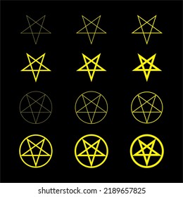 inverted pentagram and star, Inspiration by mystical, esoteric, occult, satanic, theme. Vector.
