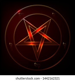 Inverted Pentagram Symbol. Pentagram isolated vector occultism symbol star in circle