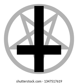 Inverted Pentagram With Upside Down Cross Clipart