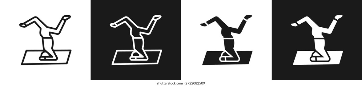 Línea De Pose Invertida En Estilo Glifo En Fondo Blanco Y Negro