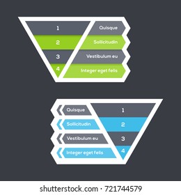 Inverted Pyramid Chart With Four Steps With Arrows, Numbers And Text, Pyramid Diagram For Presentations And Training, Vector Infographic Template