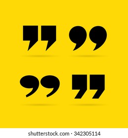 Inverted Quote Commas Vector Illustration Isolated On Yellow Background