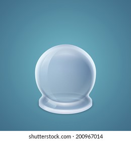 Inverted round-bottom flask isolated on blue background