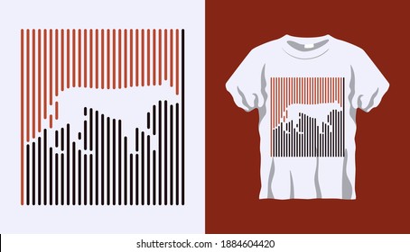 Inverted Silhouette of lioness with brown and black stripes isolated on white background. Vector T-shirt Inverted Silhouette. Line art t-shirt design. Vector illustration Eps10 file. Editable stroke.
