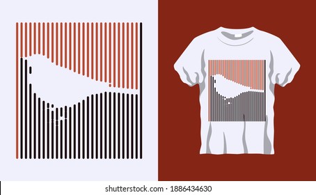 Inverted Silhouette of magpie with brown and black stripes isolated on white background. Vector T-shirt Inverted Silhouette. Line art t-shirt design. Vector illustration Eps10 file. Editable stroke.
