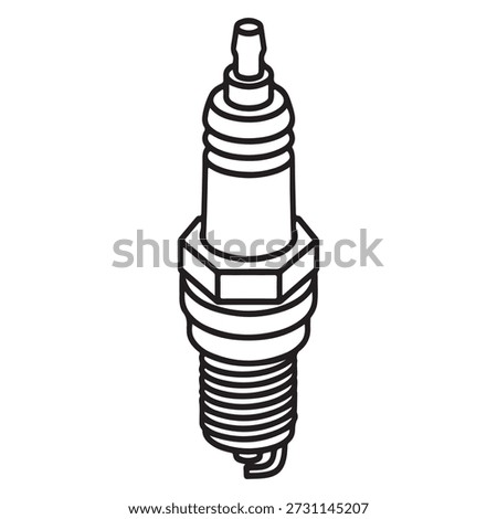 Inverted Spark Plug Icon Automotive Engine Ignition Component Line Art Vector